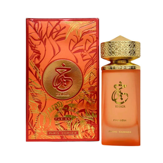 Perfume bottle and packaging with intricate design on a white background