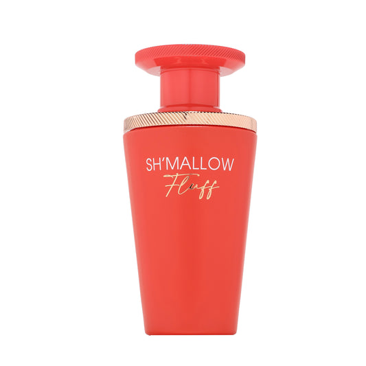 Red container with 'SH'MALLOW Fluff' text on a white background