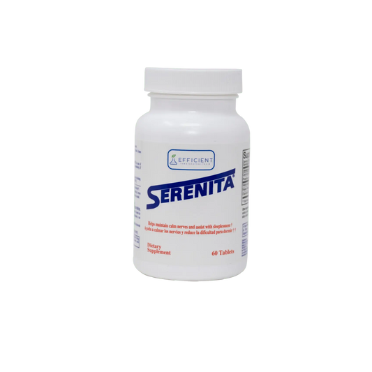 A bottle of Serenita NT capsules designed for nervous system support and emotional well-being.