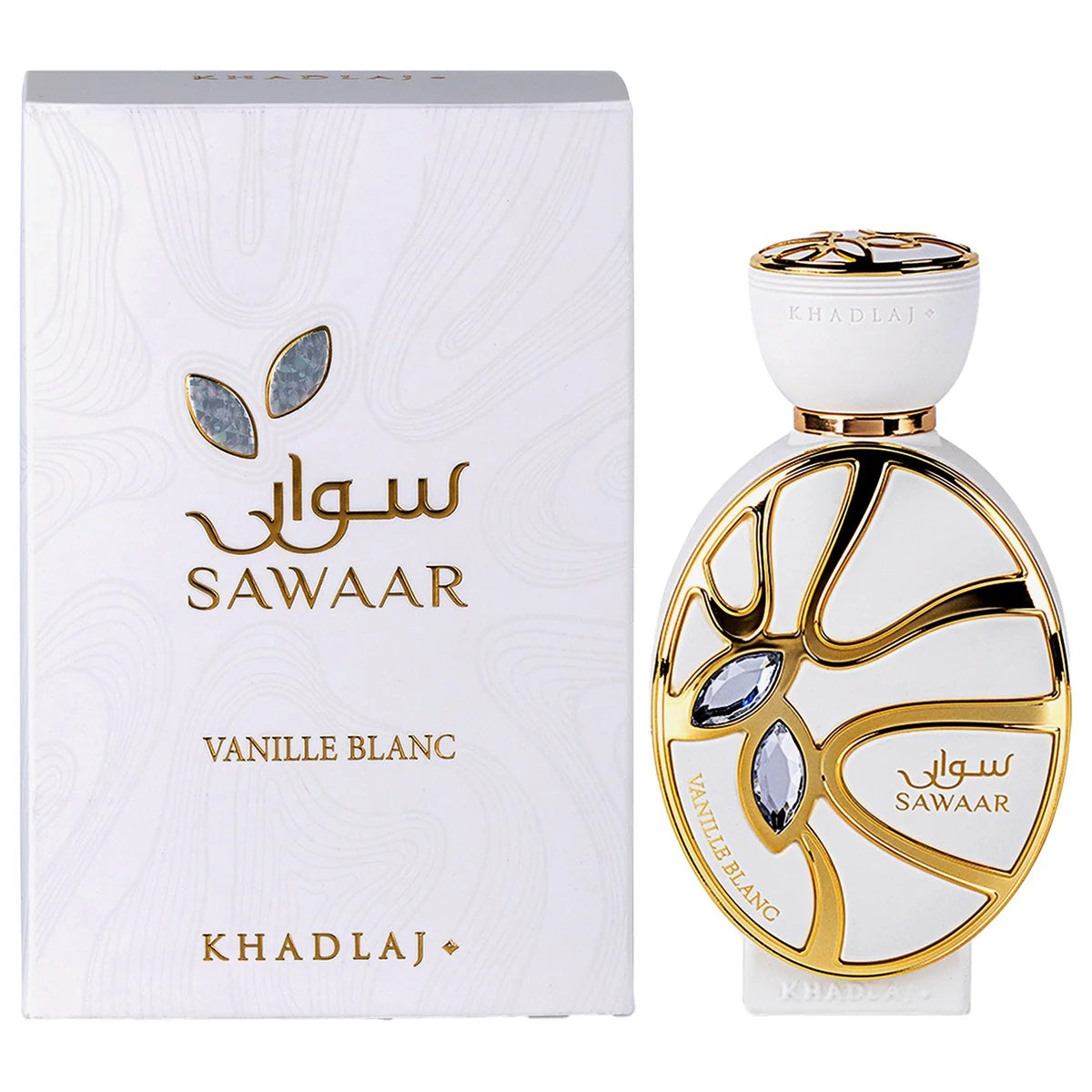 Khadlaj Sawaar Vanille Blanc Extrait de Parfum 3.4 OZ - caja y frasco